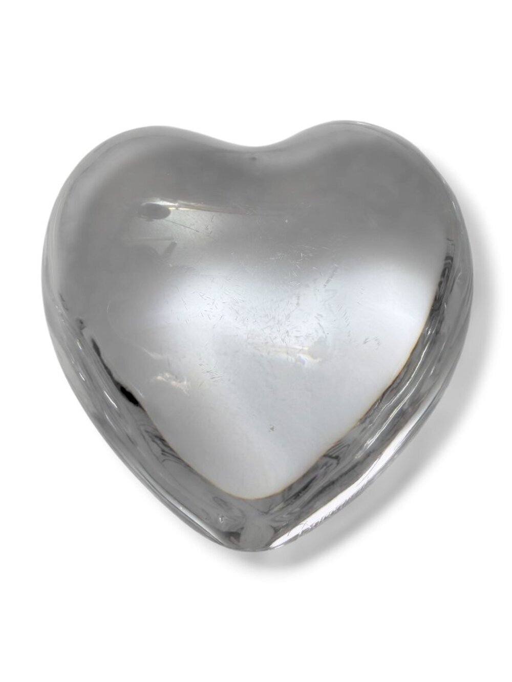 Baccarat France Crystal Heart Paperweight Signed Clear French Decorative Object